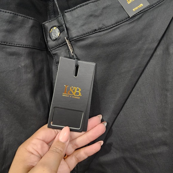 Lucky & Blessed Black Leather High-Rise Extreme Flare Jeans Women's Plus Size 20 - Picture 15 of 16